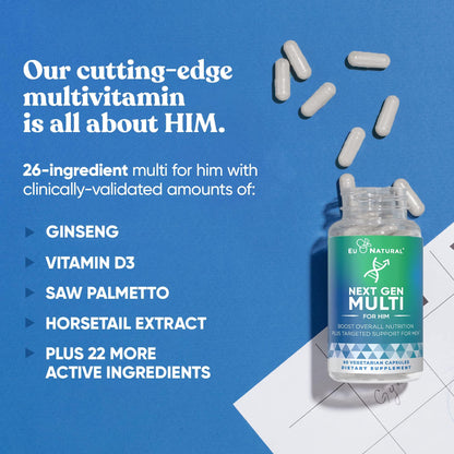 Next Gen Multi for Him Advanced Men’s Multivitamin Supplement - 26-in-1 Multiblend for Beard & Hair Growth, Men’s Reproductive Health, Metabolism, Heart, Skin, - Maple Wellness Supplements