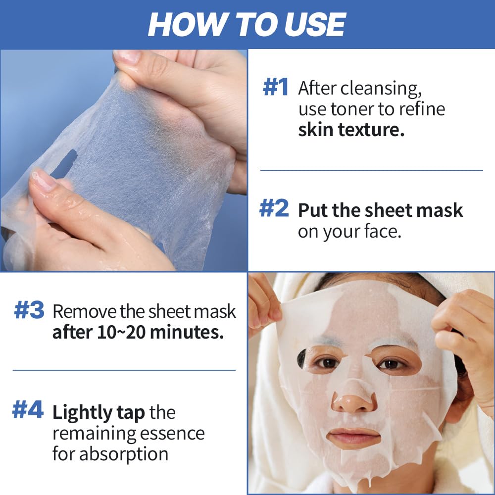 NEXTBEAU Solution Sheet Mask Variety Pack, 10 Count (5 Types x 2 Sheets), 0.74 fl oz Each, Korean Facial Sheet Masks for Daily Skincare - Maple Wellness Supplements