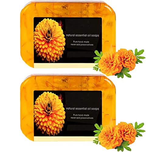 NHIKLATA 2PCS Turmeric Handmade Soap, Natural Organic Ginger Soap, Lymphatic - Maple Wellness Supplements
