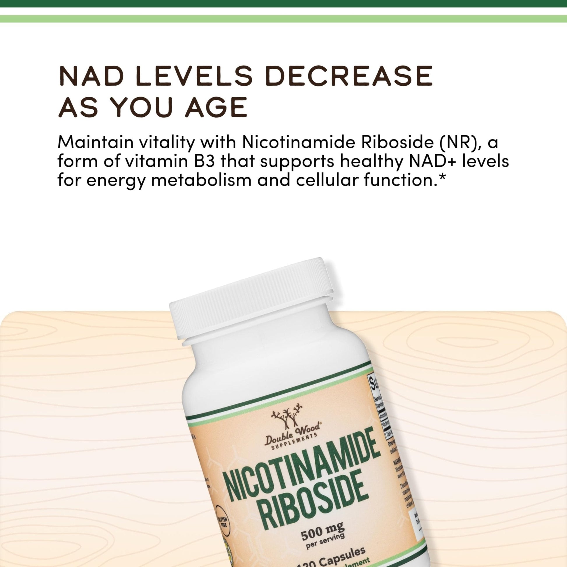 Nicotinamide Riboside - NAD Supplement to Boost Levels of NAD+ by Double Wood - Maple Wellness Supplements