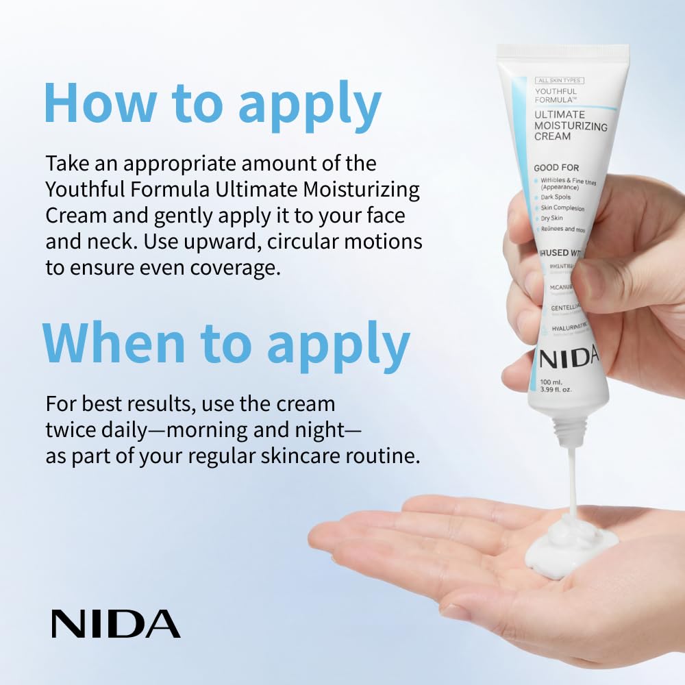 NIDA Youthful Formula™ Ultimate Moisturizing Cream | Centella Asiatica, Niacinamide, Hyaluronic Acid, Collagen | Wrinkles, Fine Lines - Maple Wellness Supplements