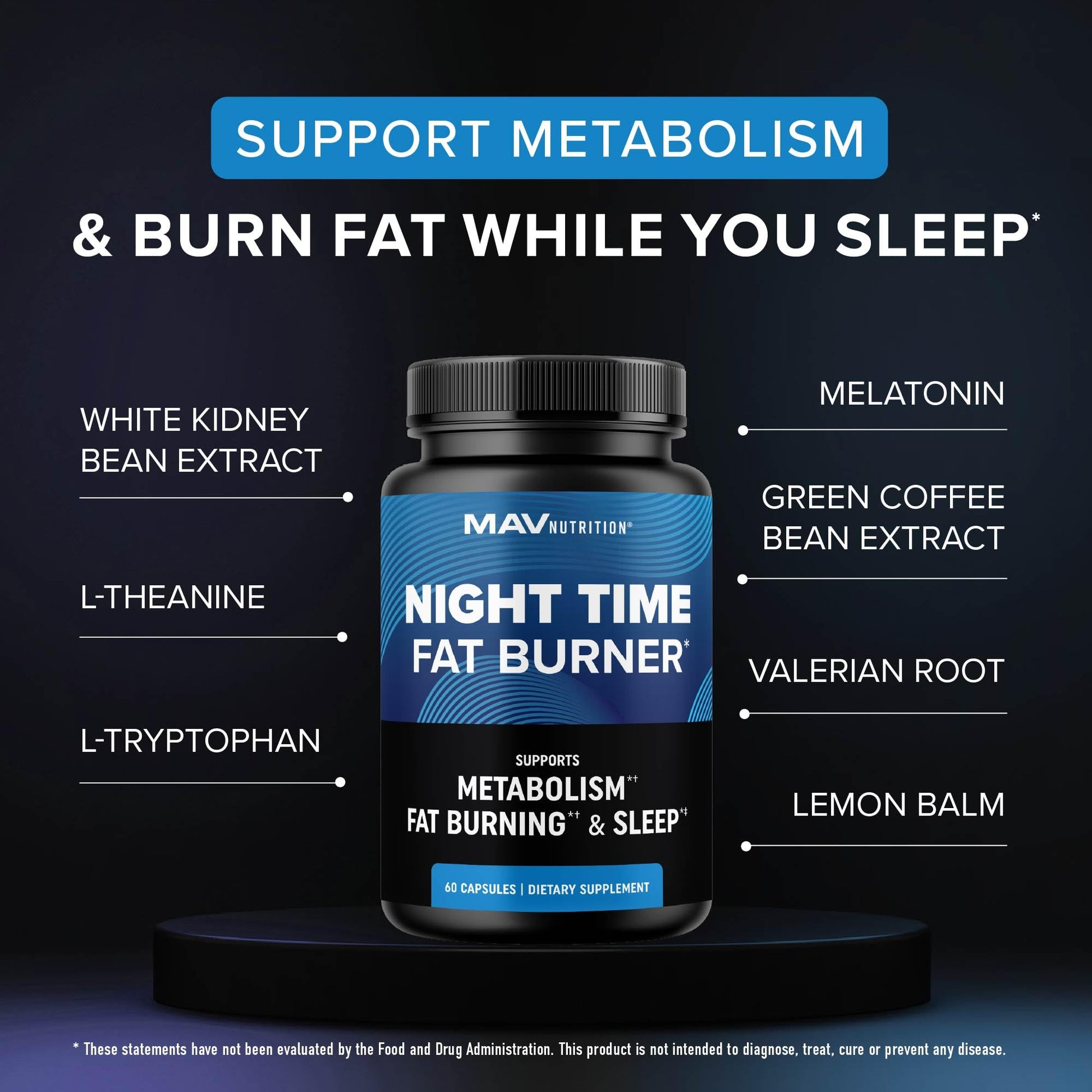 Night Time Fat Burner for Weight Loss Support & Sleep Aid | Appetite Suppressant, Carb Blocker, Nighttime Metabolism Booster for Stomach Fat Burner - Maple Wellness Supplements