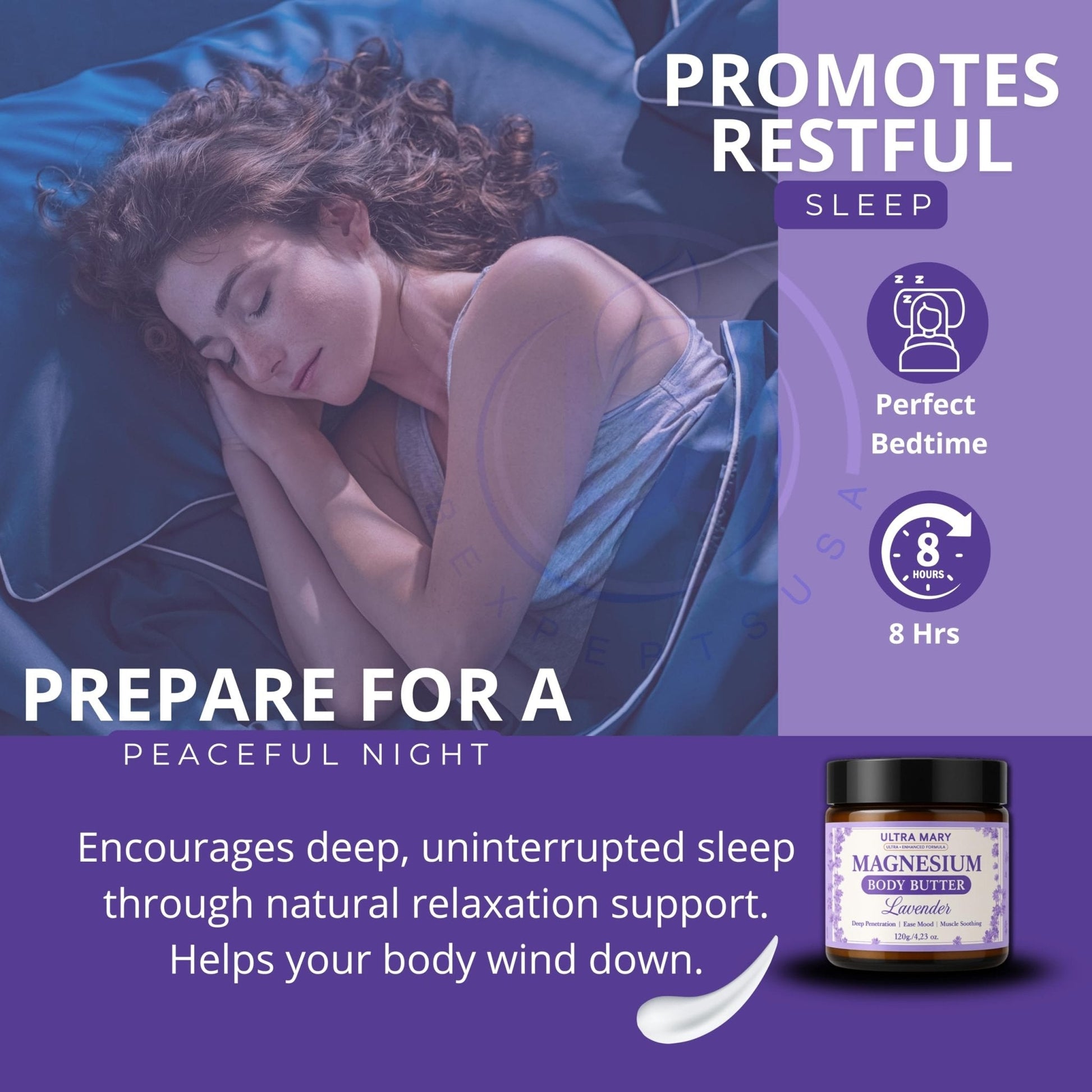 Nighttime Magnesium Cream for Pain, Nerve & Leg Cramps - Magnesium Body Butter for Sleep with Shea Butter, Jojoba Oil, Coconut Extract & Dandelion - Lavender Magnesium Lotion for Kids - 4.23oz - Maple Wellness Supplements