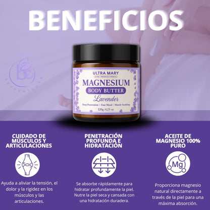 Nighttime Magnesium Cream for Pain, Nerve & Leg Cramps - Magnesium Body Butter for Sleep with Shea Butter, Jojoba Oil, Coconut Extract & Dandelion - Lavender Magnesium Lotion for Kids - 4.23oz - Maple Wellness Supplements