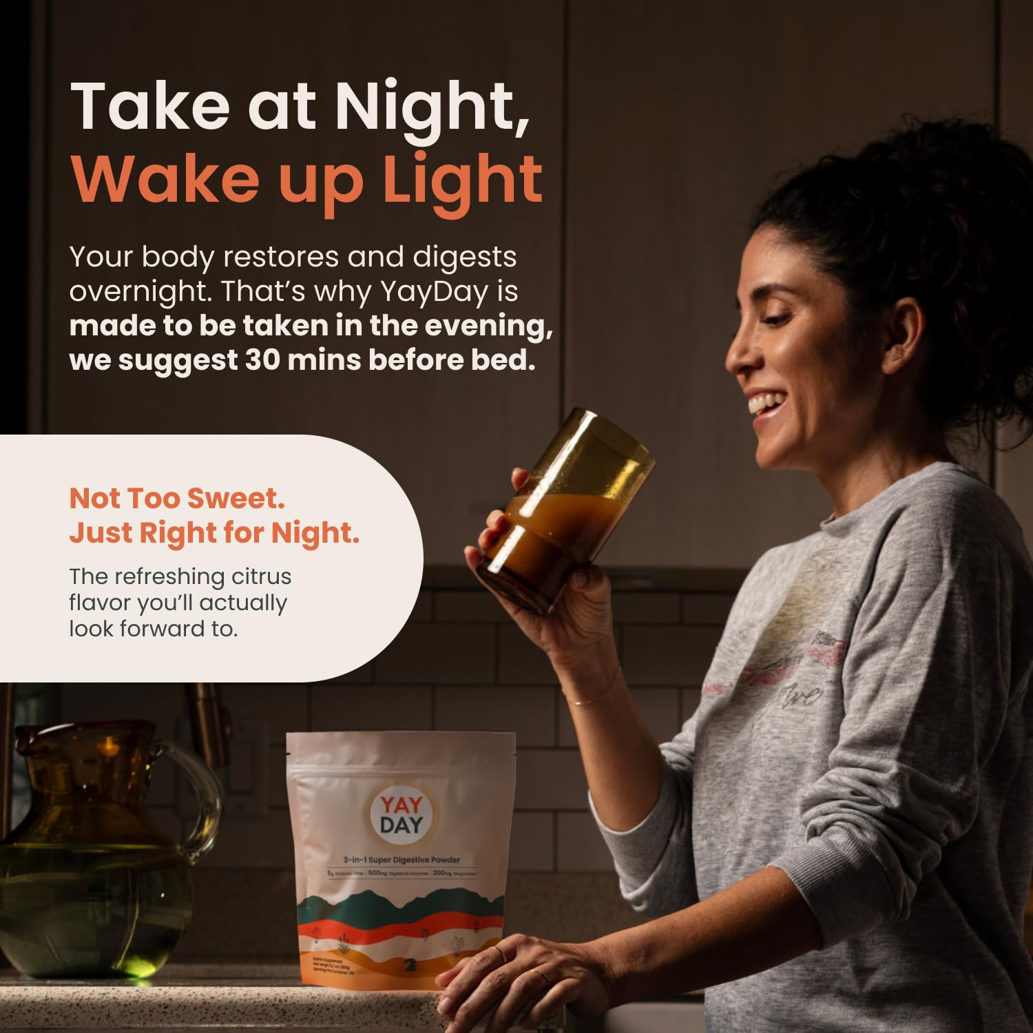 Nighttime Prebiotic Fiber Powder with Digestive Enzymes & Magnesium Glycinate for Sleep, On-The-Go Travel 7 Pack | Gut Health Supplement for Women & Men - Bloating Relief Soluble and Insoluble Fiber - Maple Wellness Supplements