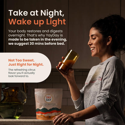 Nighttime Prebiotic Fiber Powder with Digestive Enzymes & Magnesium Glycinate for Sleep, On-The-Go Travel 7 Pack | Gut Health Supplement for Women & Men - Bloating Relief Soluble and Insoluble Fiber - Maple Wellness Supplements