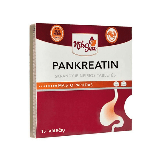 NikSen Pancreatin 10000 Natural Digestion Enzymes панкреатин, 15 tablets - Maple Wellness Supplements