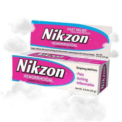 Nikzon Hemorrhoid Cream | Double Effect for Pain & Swelling, Numbs Irritated Anorectal Area, Soothing & Fast-Acting Formula, Dual-Action Hemorrhoid Treatment, 0.9 Oz, 1-Pack - Maple Wellness Supplements