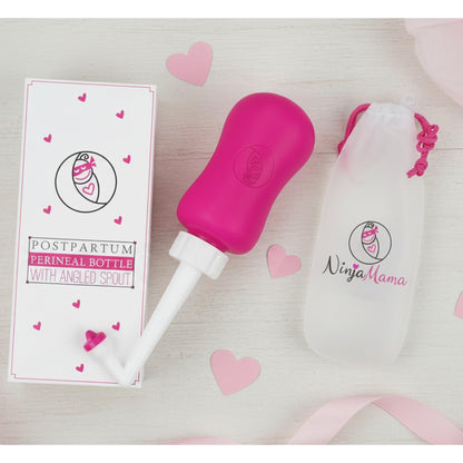 Ninja Mama Peri Bottle for Postpartum Care Post Partum Essentials for Pain Relief, Tears & Hemorrhoids After Birth Portable Perineal Bottle with Angled Spout Labor & Delivery Hospital Bag. (355ml) - Maple Wellness Supplements