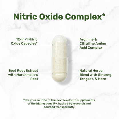 Nitric Oxide Supplement 3,000mg, 300 Capsules | 12-in-1 Complex for Men & Women – Arginine, Citrulline, Korean Red Ginseng, - Maple Wellness Supplements