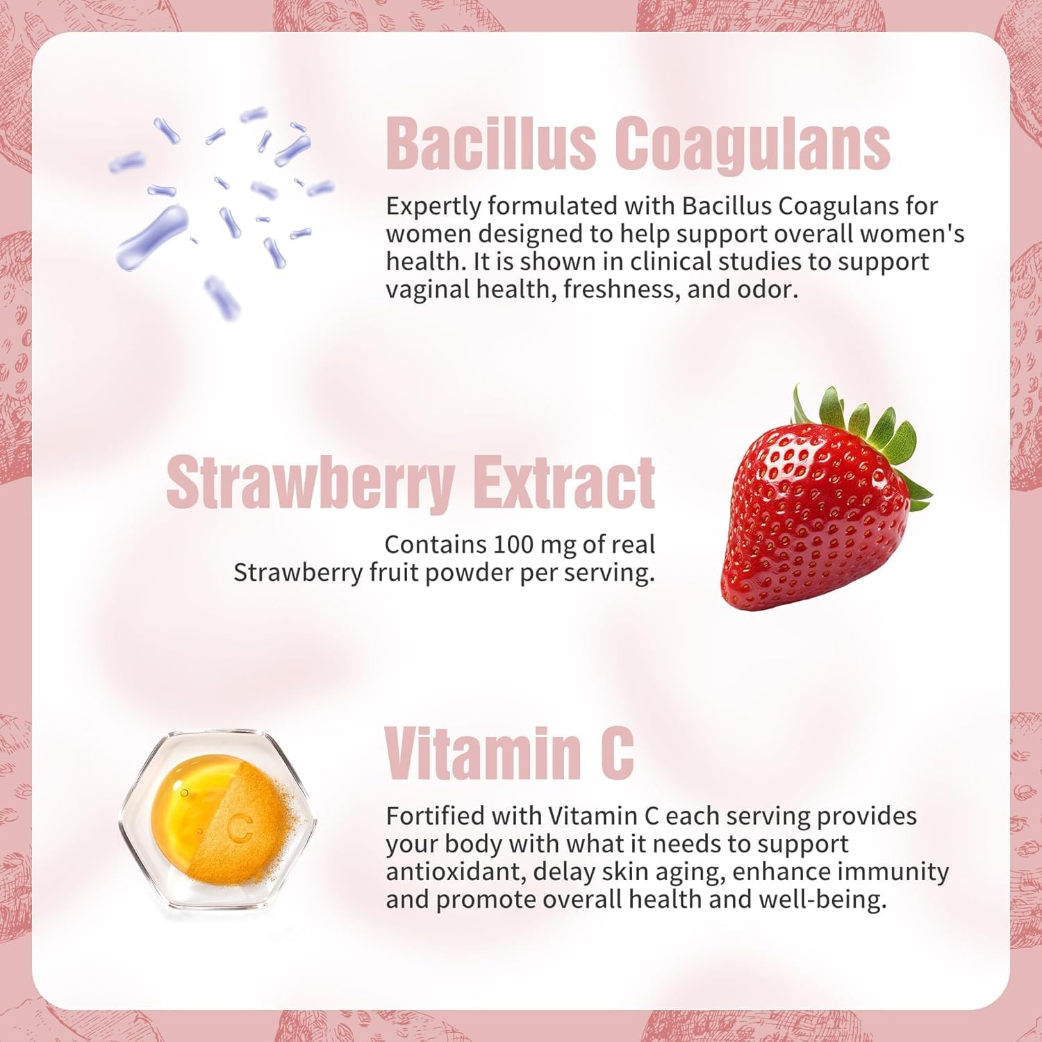 NIUSISE Feminine Balance Gummies, Premium Balance Supplement for Women PH Health, Immune Support, Energy Support, Vegan, Gluten-Free, Strawberry Flavor, - Maple Wellness Supplements