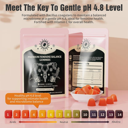 NIUSISE Feminine Balance Gummies, Premium Balance Supplement for Women PH Health, Immune Support, Energy Support, Vegan, Gluten-Free, Strawberry Flavor, - Maple Wellness Supplements