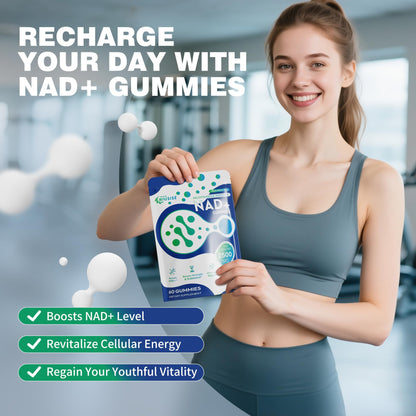 NIUSISE NAD Gummies Sugar Free, NAD+ Supplement with Liposomal Nicotinamide Riboside, Resveratrol, Quercetin, NAD Supplement for Anti-Aging, Energy, Cellular Health, Blueberry Flavor, 60 Gummies - Maple Wellness Supplements