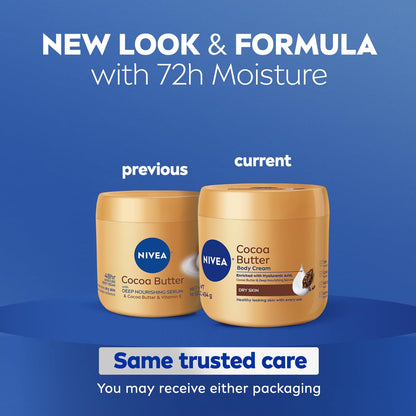 NIVEA Cocoa Butter Body Cream with Deep Nourishing Serum, Cocoa Butter Cream for Dry Skin, 16 Ounce Jar - Maple Wellness Supplements