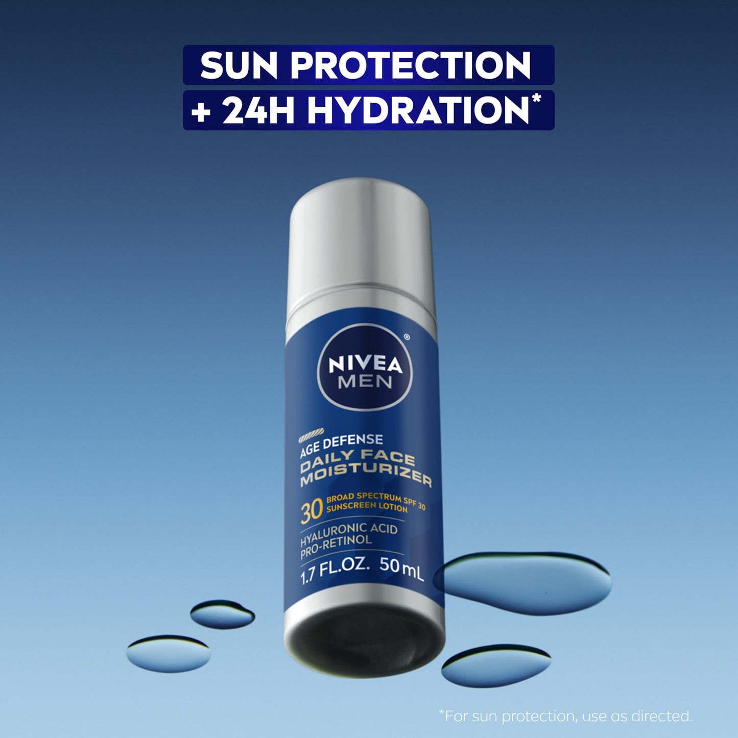 NIVEA MEN Age Defense Daily Face Moisturizer with Broad Spectrum SPF 30 Sunscreen, Pro-Retinol and Hyaluronic Acid, Beard-Friendly - Maple Wellness Supplements