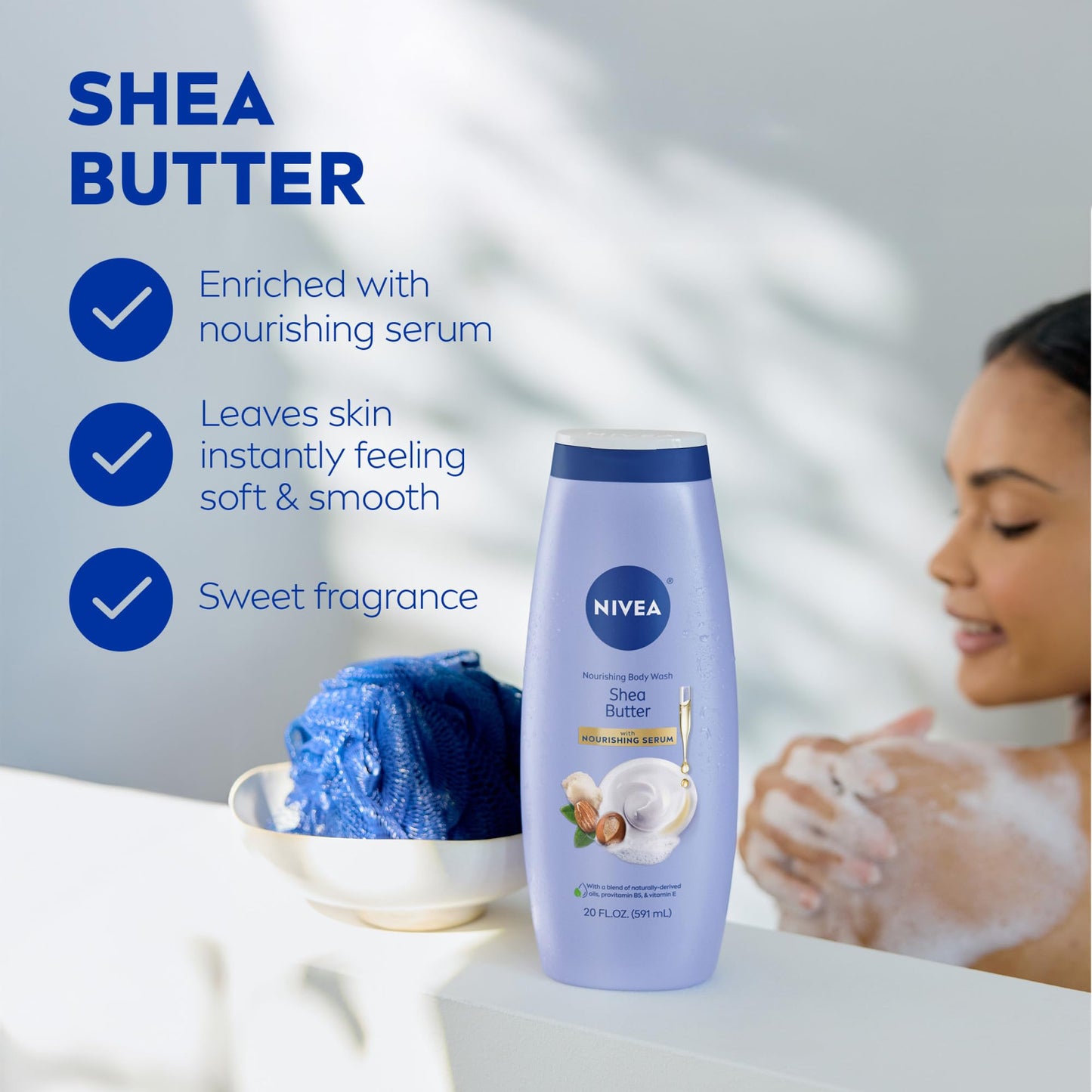 NIVEA Nourishing Shea Butter Body Wash with Nourishing Serum, Moisturizing Body Wash for Women - Maple Wellness Supplements