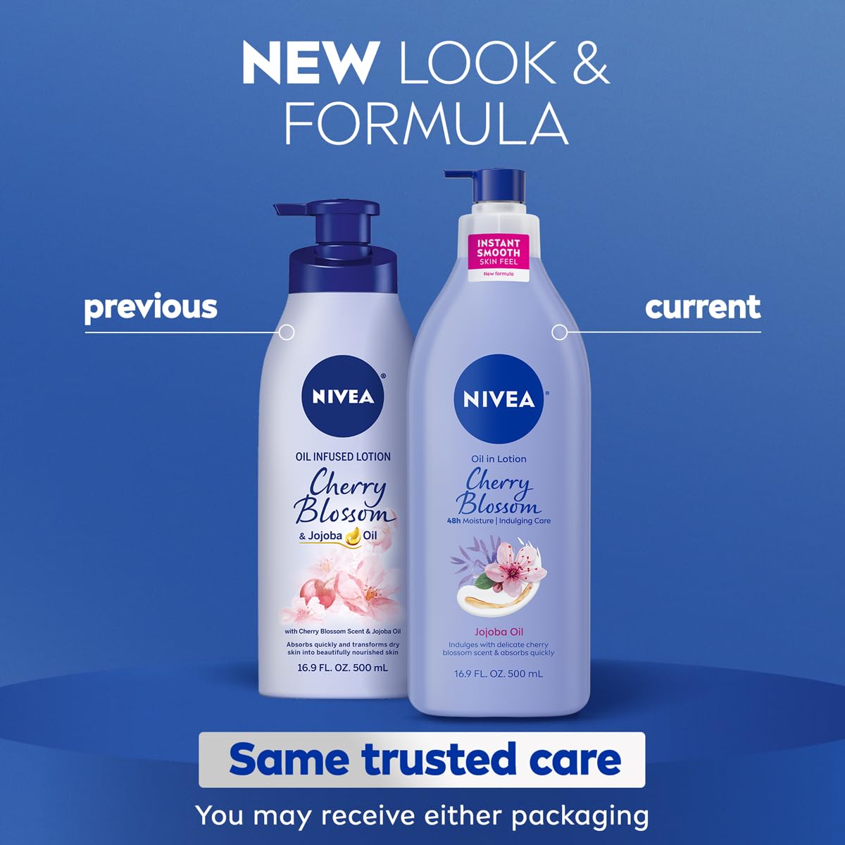 NIVEA Oil Infused Cherry Blossom and Jojoba Oil Body Lotion for Women, Fast-Absorbing and Non-Greasy Cherry Blossom Scented - Maple Wellness Supplements