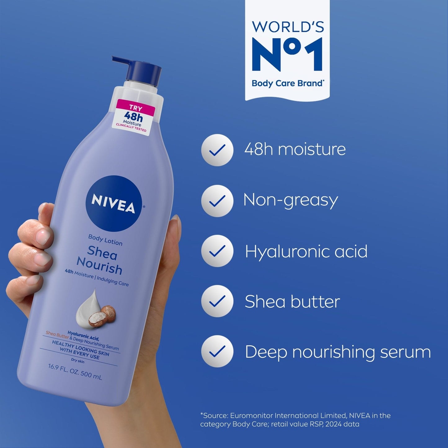 NIVEA Shea Nourish Body Lotion for Dry Skin with Hyaluronic Acid, Shea Butter and Deep Nourishing Serum - Maple Wellness Supplements