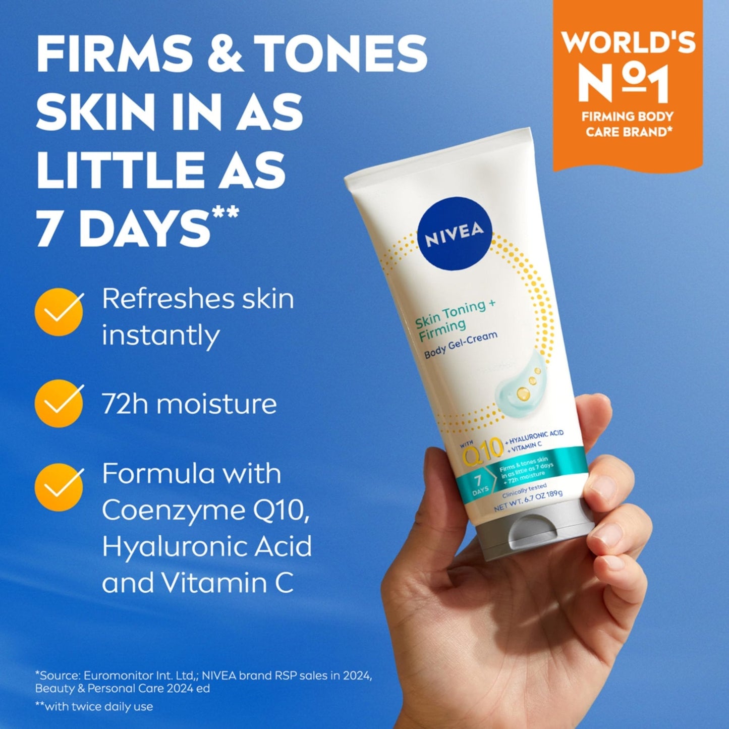 NIVEA Skin Firming & Toning Body Gel Cream with Q10, Hyaluronic Acid and Vitamin C - Maple Wellness Supplements