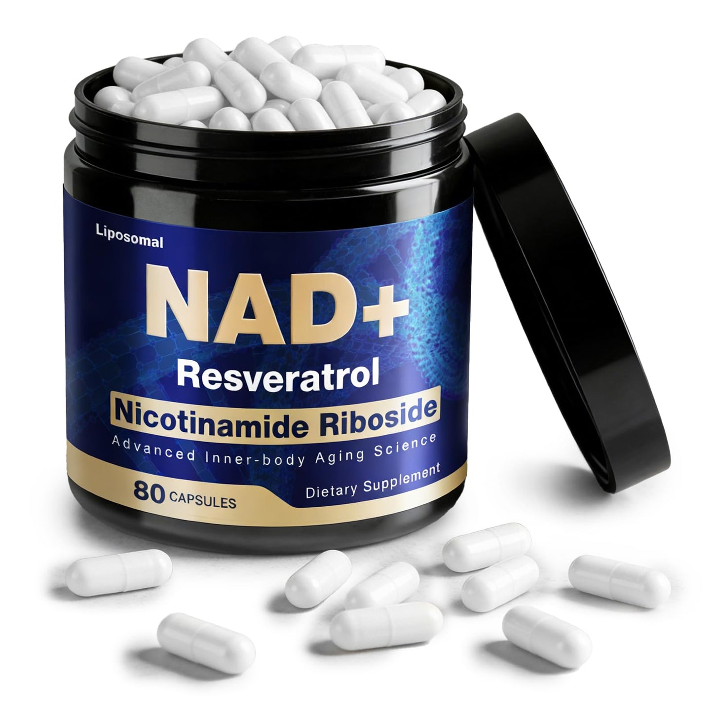 NLMUBR LUCKSIT NAD Supplement - NAD Nicotinamide Riboside Resveratrol 900mg, NAD Supplements for Women & Man, Liposomal NAD+ for Anti Aging & Cell Regenerator, 80 Capsules - Maple Wellness Supplements