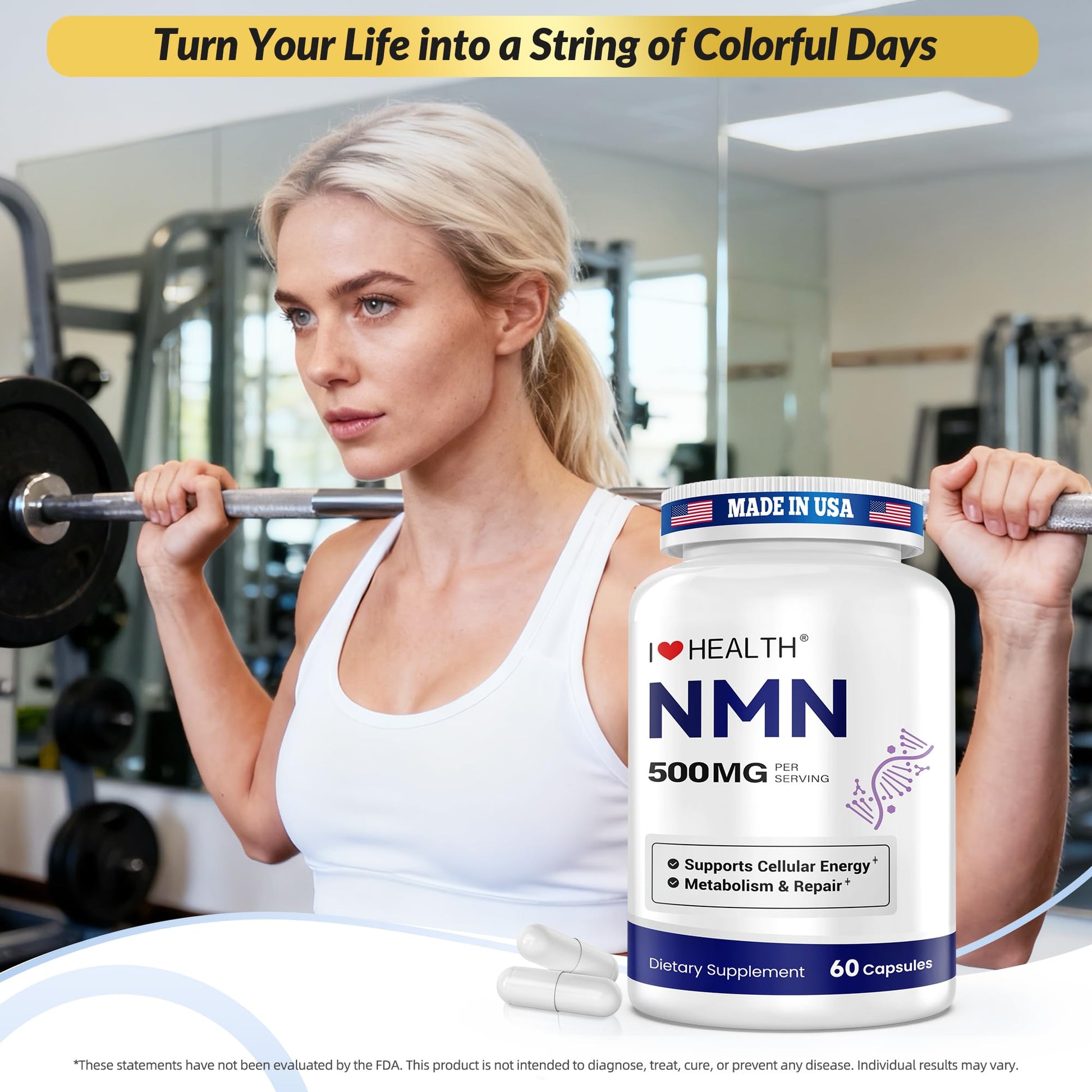 NMN 500MG Per Capsule – High Purity 99.9% NMN, NAD+ Support for Cellular Energy & Healthy Aging, 60 Capsules, Third-Party Tested, cGMP Made in USA - Maple Wellness Supplements