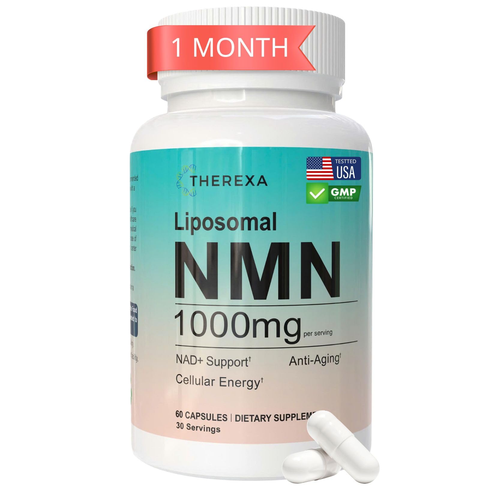 NMN Supplement 1000mg Pure - Liposomal NMN for NAD+ Supplement, Tested in USA, 60 Capsules - Maple Wellness Supplements