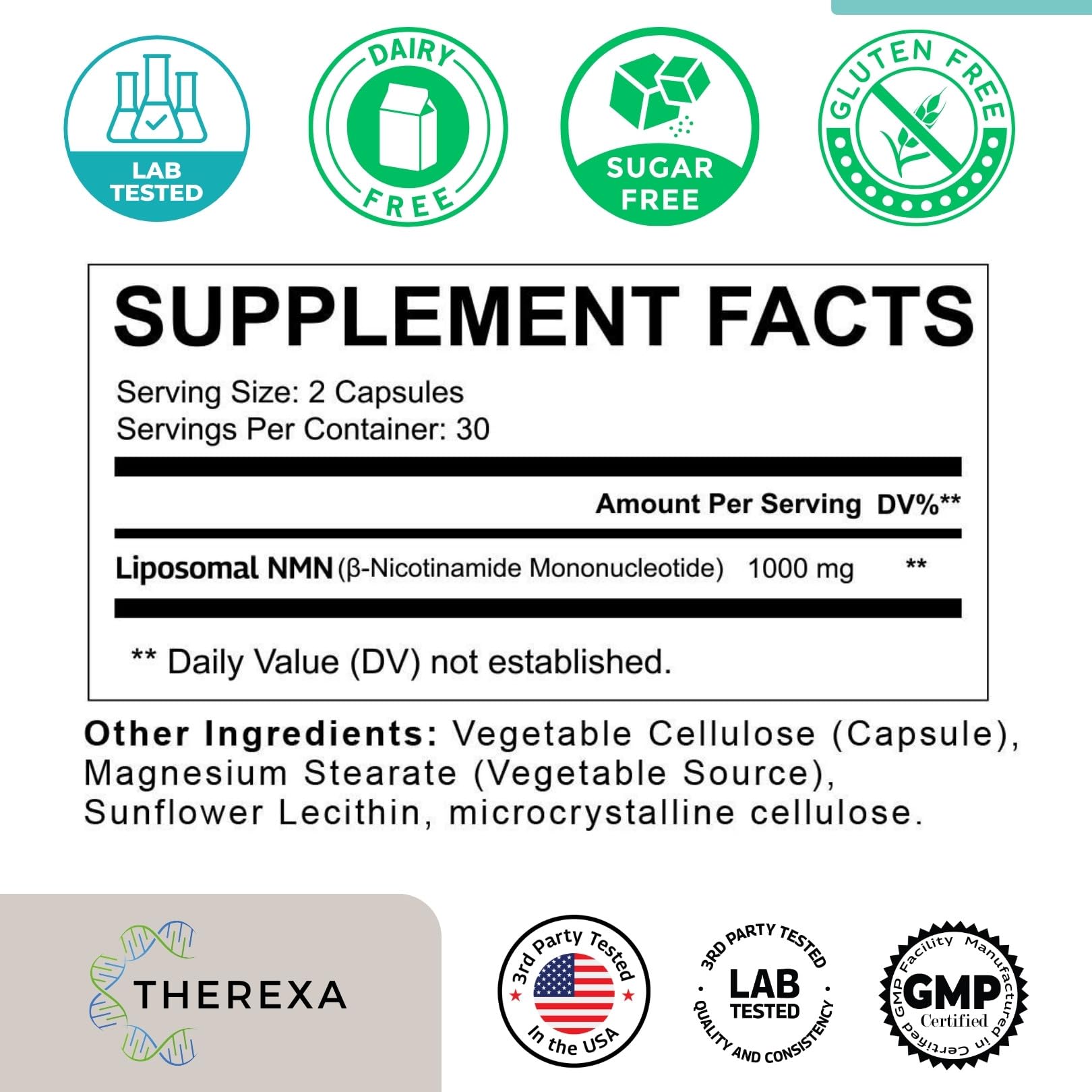 NMN Supplement 1000mg Pure - Liposomal NMN for NAD+ Supplement, Tested in USA, 60 Capsules - Maple Wellness Supplements