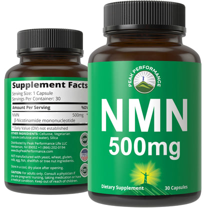 NMN Supplement Ultra High Strength Stabilized Nicotinamide Mononucleotide 500mg Per Capsule. 2 Capsules = 1,000mg of NMN. Boost NAD Levels. Healthy Aging NAD+ Supplements for Men and Women - Maple Wellness Supplements