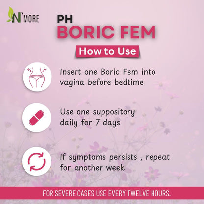 N'More Boric Acid Vaginal Suppositories- 100% Pure - Made in USA- Boricfem Vaginal Health Supplement- 30 Servings (Pack of 1) - Maple Wellness Supplements