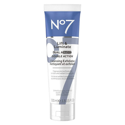 No7 Lift & Luminate Dual Action Cleansing & Exfoliating Face Wash - Gentle Face Exfoliator with Vitamin C, E & B5 - Maple Wellness Supplements