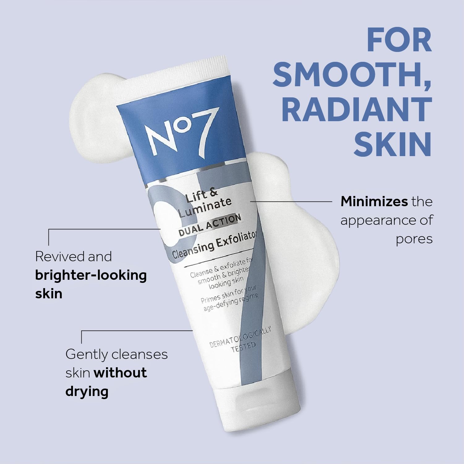 No7 Lift & Luminate Dual Action Cleansing & Exfoliating Face Wash - Gentle Face Exfoliator with Vitamin C, E & B5 - Maple Wellness Supplements