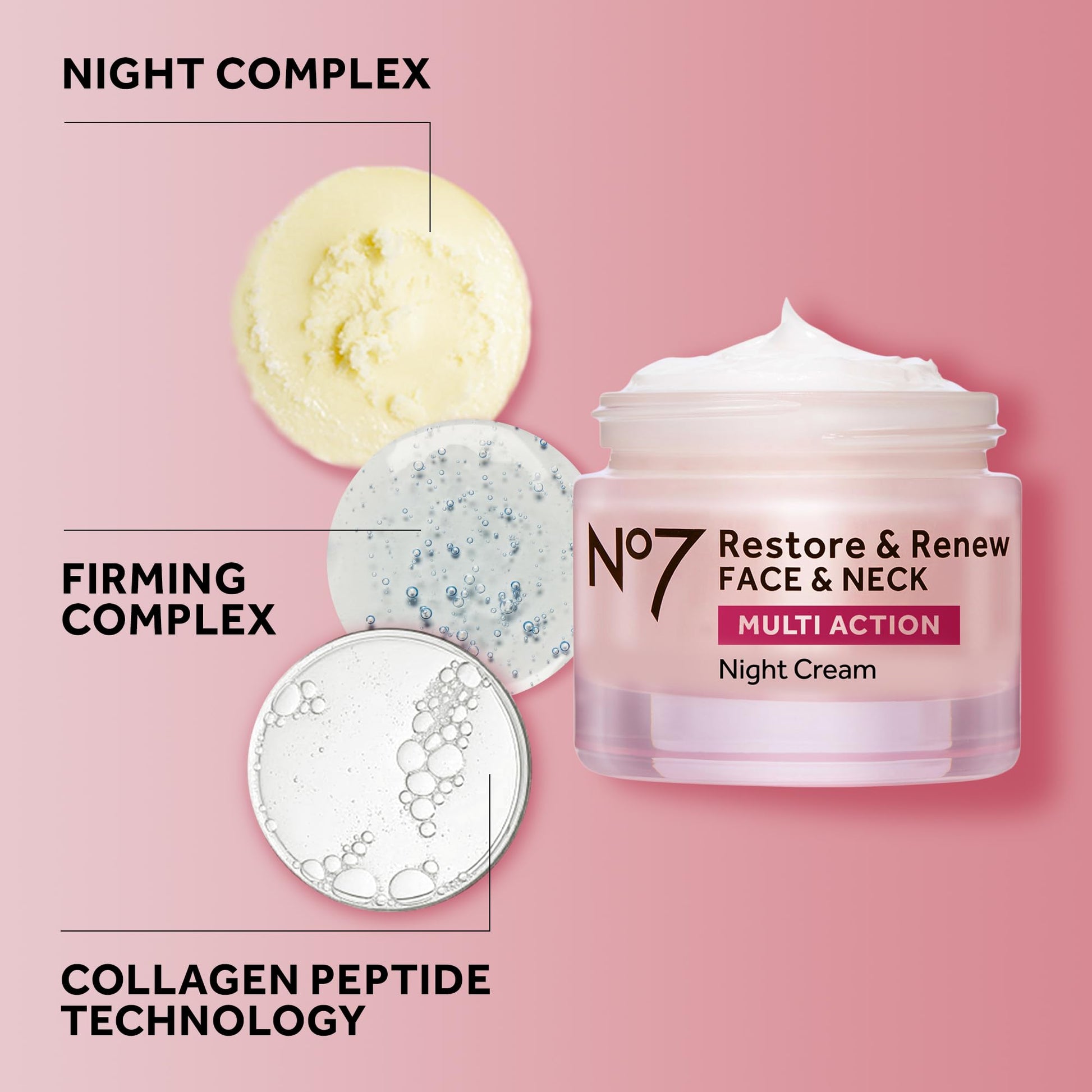 No7 Restore & Renew Multi Action Night Cream for Face & Neck - Nighttime Face Moisturizer with Collagen Peptides - Maple Wellness Supplements