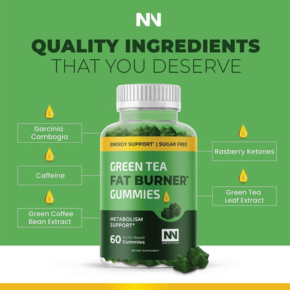 Nobi Nutrition Green Tea Fat Burner Gummies for Weight Loss | Metabolism Boost - Maple Wellness Supplements