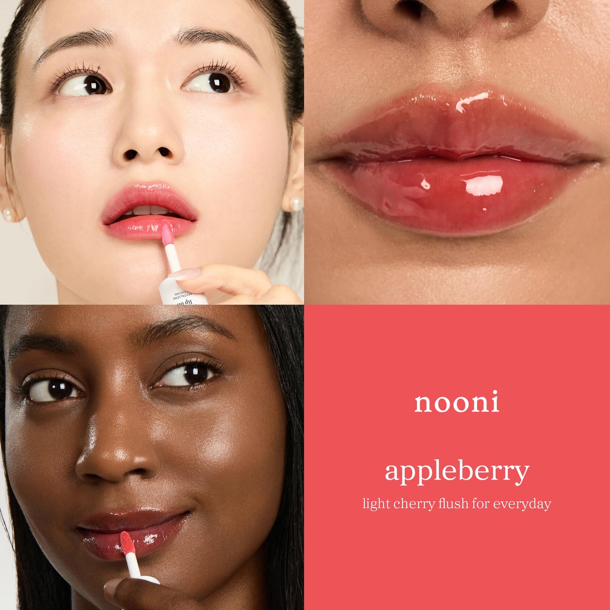 NOONI Korean Lip Oil - Appleberry | Long-Lasting, Moisturizing, Plumping, Revitalizing for Dry Lips, Waterproof, No Peel Off, Hydrating, Nourishing Crystal Clear, Stocking Stuffers, 0.12 FL Oz - Maple Wellness Supplements