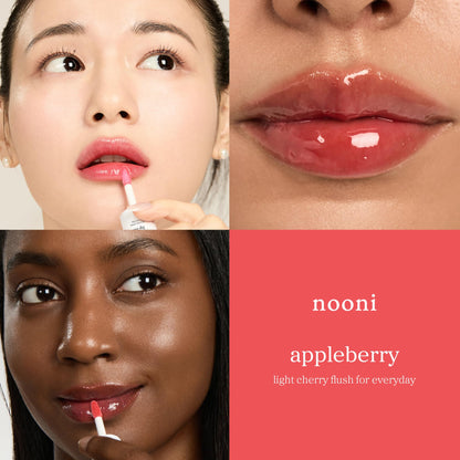 NOONI Korean Lip Oil - Appleberry | Long-Lasting, Moisturizing, Plumping, Revitalizing for Dry Lips, Waterproof, No Peel Off, Hydrating, Nourishing Crystal Clear, Stocking Stuffers, 0.12 FL Oz - Maple Wellness Supplements