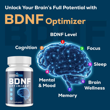Nootropic Brain Supplement for Memory and Focus – BDNF Optimizer – Cognitive, Mental Clarity & Mood – High Absorption – Organic Lion's Mane, L-Theanine, Ginkgo Biloba & Alpha GPC – 60 Tablets - Maple Wellness Supplements