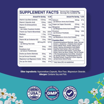 Nootropic Brain Supplement for Memory and Focus Enhancement - Vitamins for Brain Mental Health & Clarity - Cognitive Health Complex for Mind's Vitality & Mental Alert - 60 Count - Maple Wellness Supplements