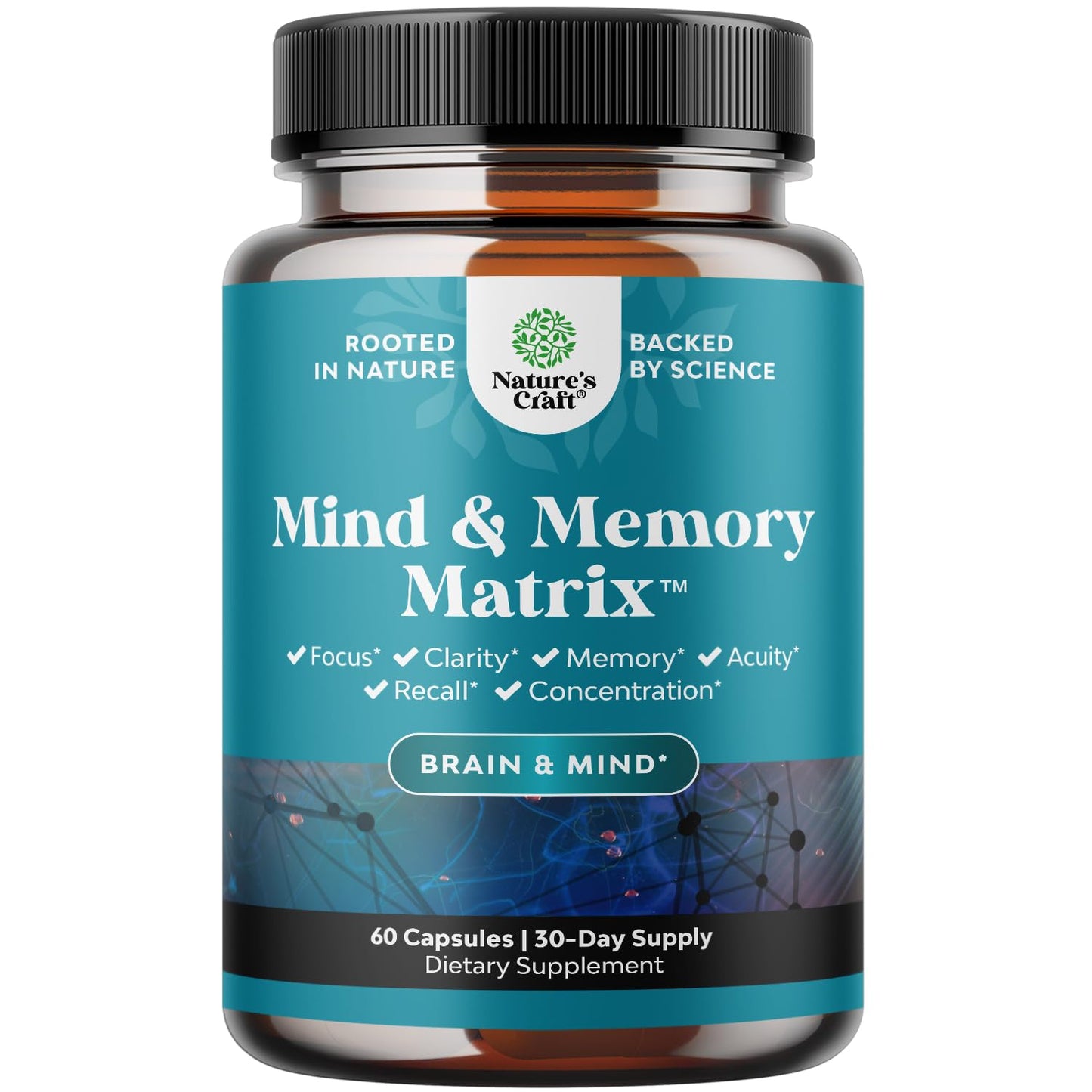 Nootropic Brain Supplement for Memory and Focus Enhancement - Vitamins for Mental Health & Clarity with VIT A, B6, Riboflavin, Niacin, Thiamin & Folate - Cognitive Complex for Mind Vitality - 60 Ct - Maple Wellness Supplements