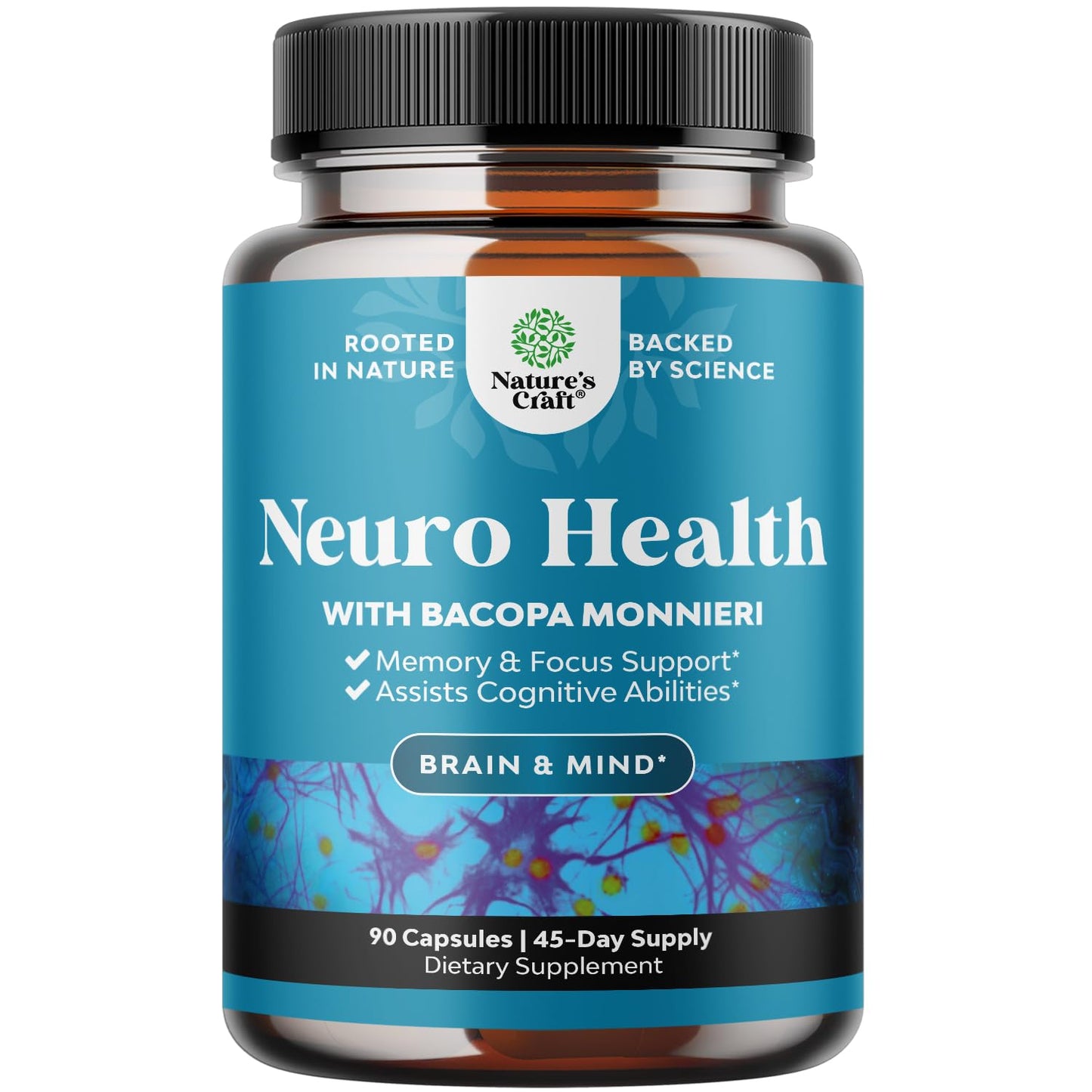Nootropic Brain Supplement for Memory and Focus Support - Vitamins for Mental Support & Clarity with Bacopa Monnieri, VIT A, B6, Riboflavin, Niacin - Maple Wellness Supplements