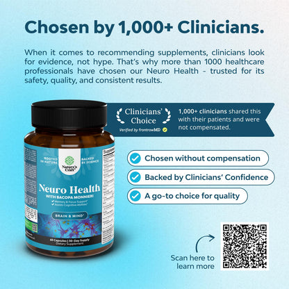 Nootropic Brain Supplement for Memory and Focus Support - Vitamins for Mental Support & Clarity with Bacopa Monnieri, VIT A, B6, Riboflavin, Niacin, Thiamin & Folate - Maple Wellness Supplements