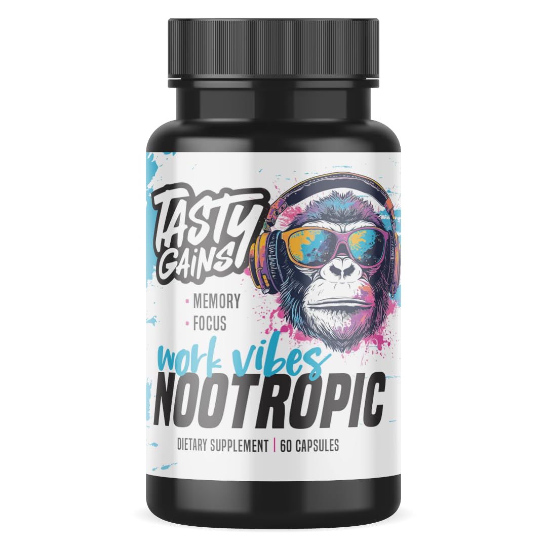 Nootropic Brain Supplement for Memory and Focus - Vitamin for Mental Health & Brain Health with L-Theanine, Rhodiola Rosea & Phosphatidylserine - Memory, Mental Clarity & Cognitive Improvement - 60 Ct - Maple Wellness Supplements