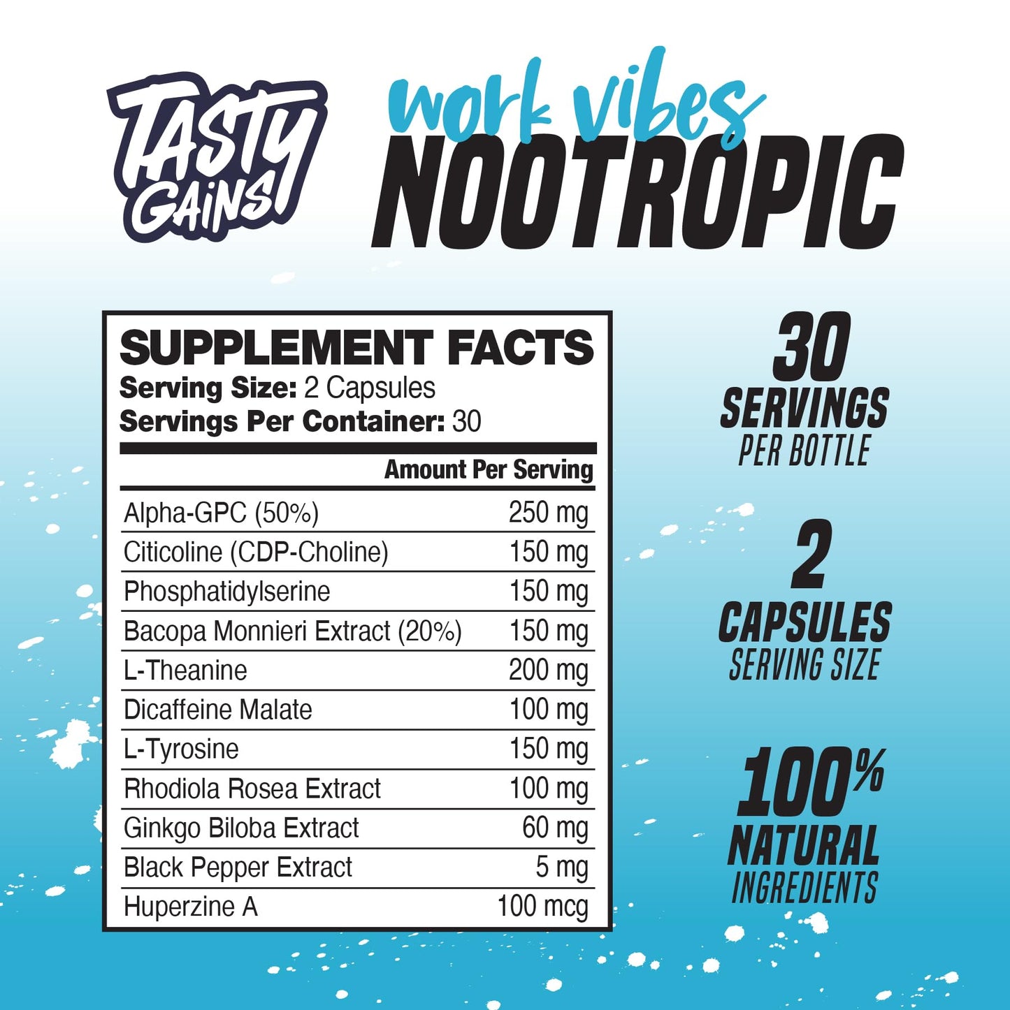 Nootropic Brain Supplement for Memory and Focus - Vitamin for Mental Health & Brain Health with L-Theanine, Rhodiola Rosea & Phosphatidylserine - Memory, Mental Clarity & Cognitive Improvement - 60 Ct - Maple Wellness Supplements