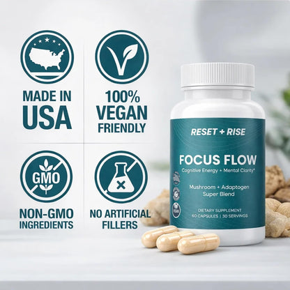 Nootropic Brain Supplement with Lion’s Mane Mushroom, Cordyceps & Rhodiola Rosea Extract - Focus and Energy Supplement, Adaptogen for Brain Health, Mental Clarity, Memory & Mood Support - 60 Capsules - Maple Wellness Supplements
