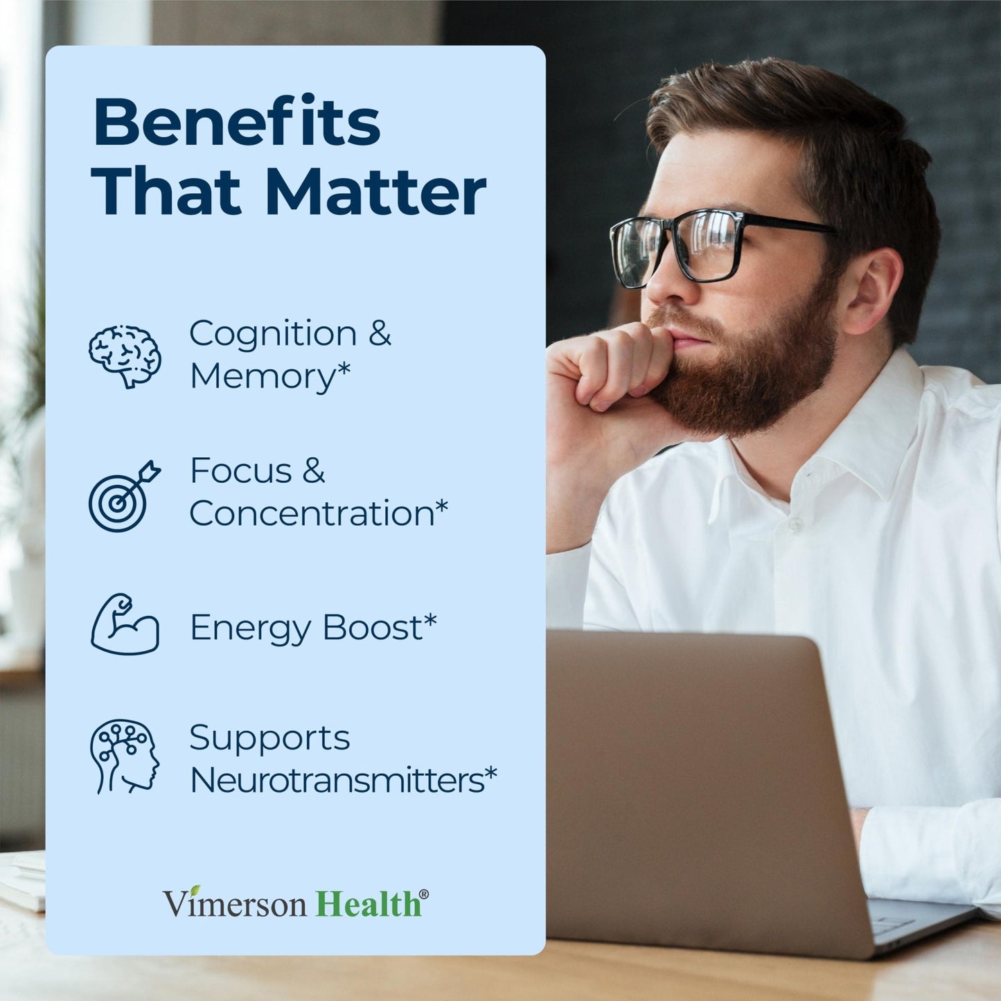 Nootropics Brain Support Supplement - Nootropic Brain Booster for Improved Focus, Concentration & Memory. Brain Nootropic for Brain Health, Mood & Energy Support. Non-GMO. Made in the USA. 60 Capsules - Maple Wellness Supplements
