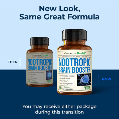 Nootropics Brain Support Supplement - Nootropic Brain Booster for Improved Focus, Concentration & Memory. Brain Nootropic for Brain Health, Mood & Energy Support. Non-GMO. Made in the USA. 60 Capsules - Maple Wellness Supplements