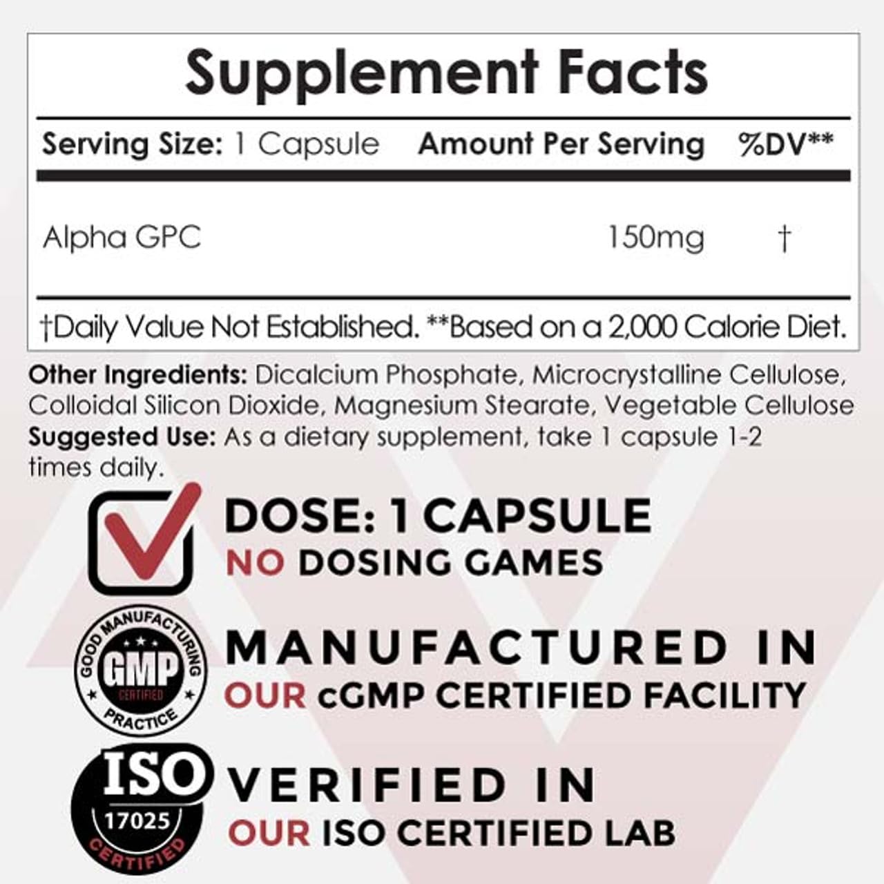 Nootropics Depot Alpha GPC Capsules | 150mg | 60 Count | Choline Supplement | Brain Health Supplement | Supports Healthy Brain Function | Enhance Cognition, Memory + Focus - Maple Wellness Supplements