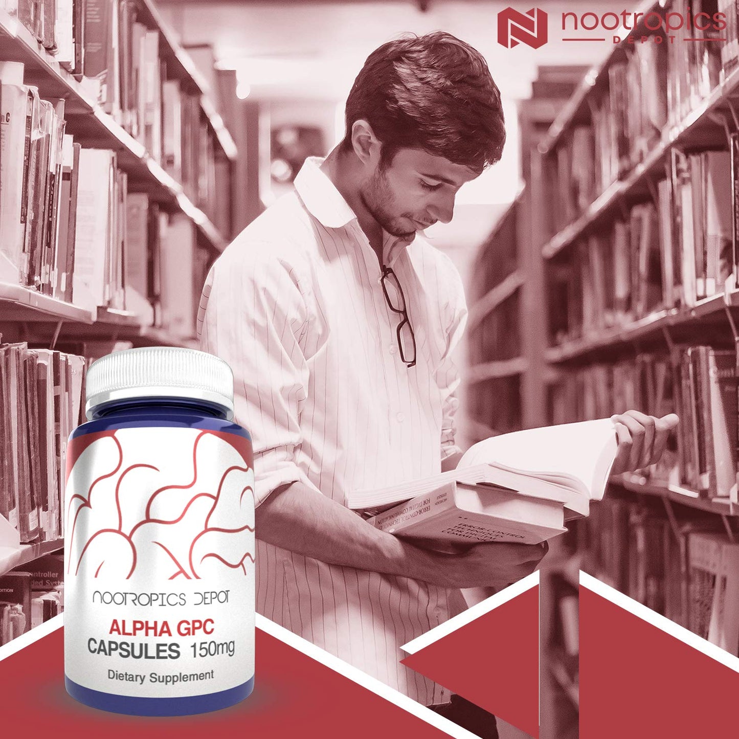 Nootropics Depot Alpha GPC Capsules | 150mg | 60 Count | Choline Supplement | Brain Health Supplement | Supports Healthy Brain Function | Enhance Cognition, Memory + Focus - Maple Wellness Supplements