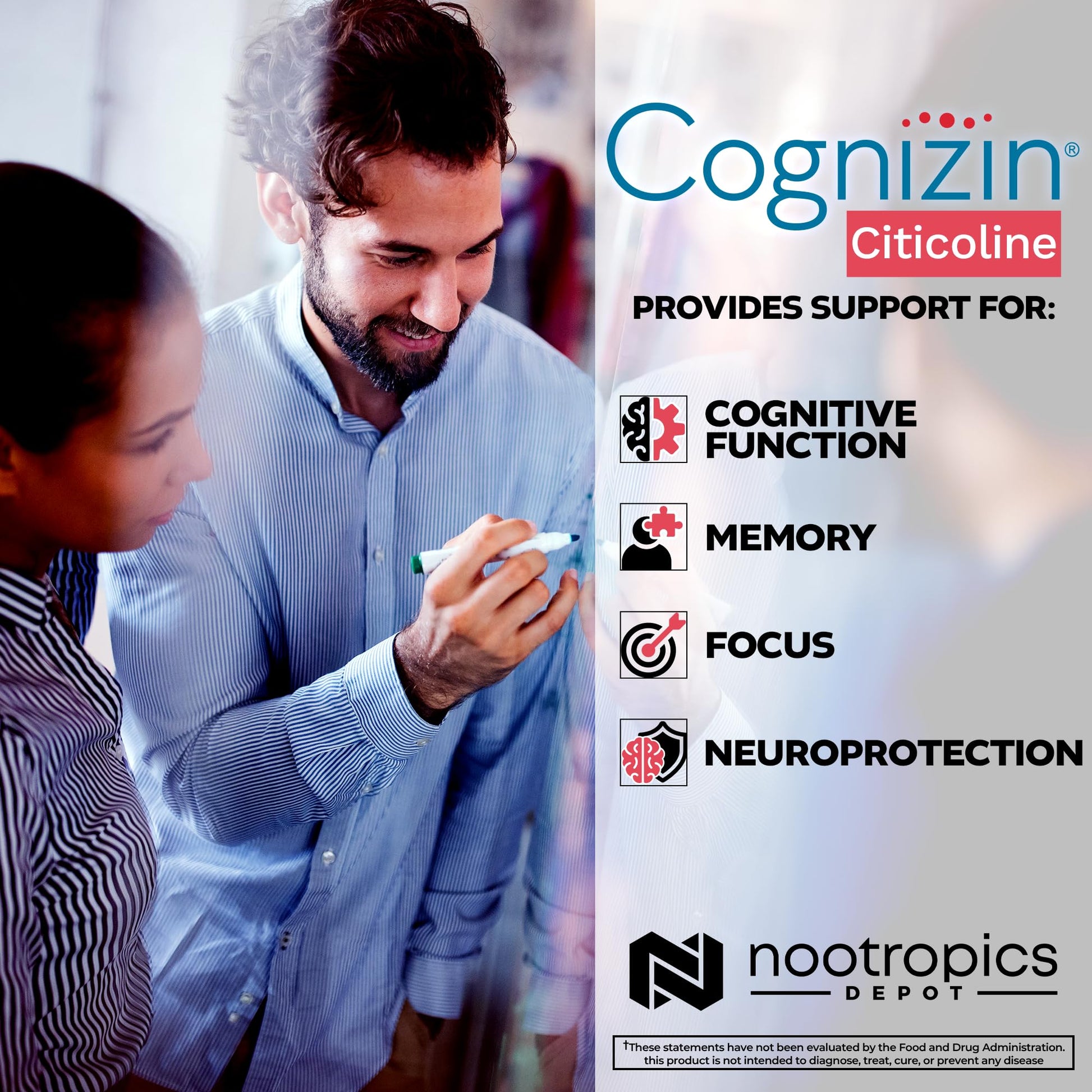Nootropics Depot Cognizin Citicoline Capsules | 60 Count | Choline Supplement | Brain Health Supplement | Regulates Memory and Cognitive Function | Supports Attention, Focus and Recall - Maple Wellness Supplements