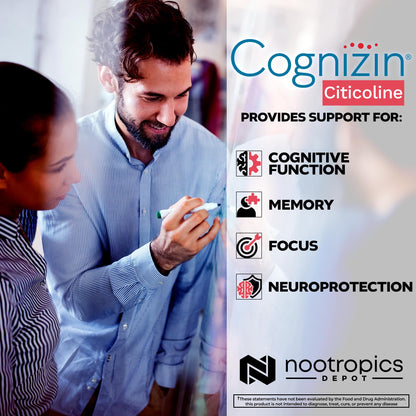 Nootropics Depot Cognizin Citicoline Capsules | 60 Count | Choline Supplement | Brain Health Supplement | Regulates Memory and Cognitive Function | Supports Attention, Focus and Recall - Maple Wellness Supplements