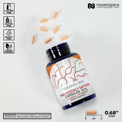 Nootropics Depot High Potency Saffron Extract Capsules | 30mg | Minimum 7.5% Crocins and 1% Safranals | Crocus sativus | 60 ct - Maple Wellness Supplements